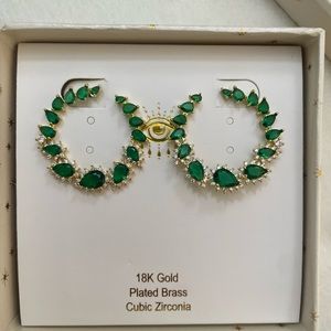 Green hoop earrings studs